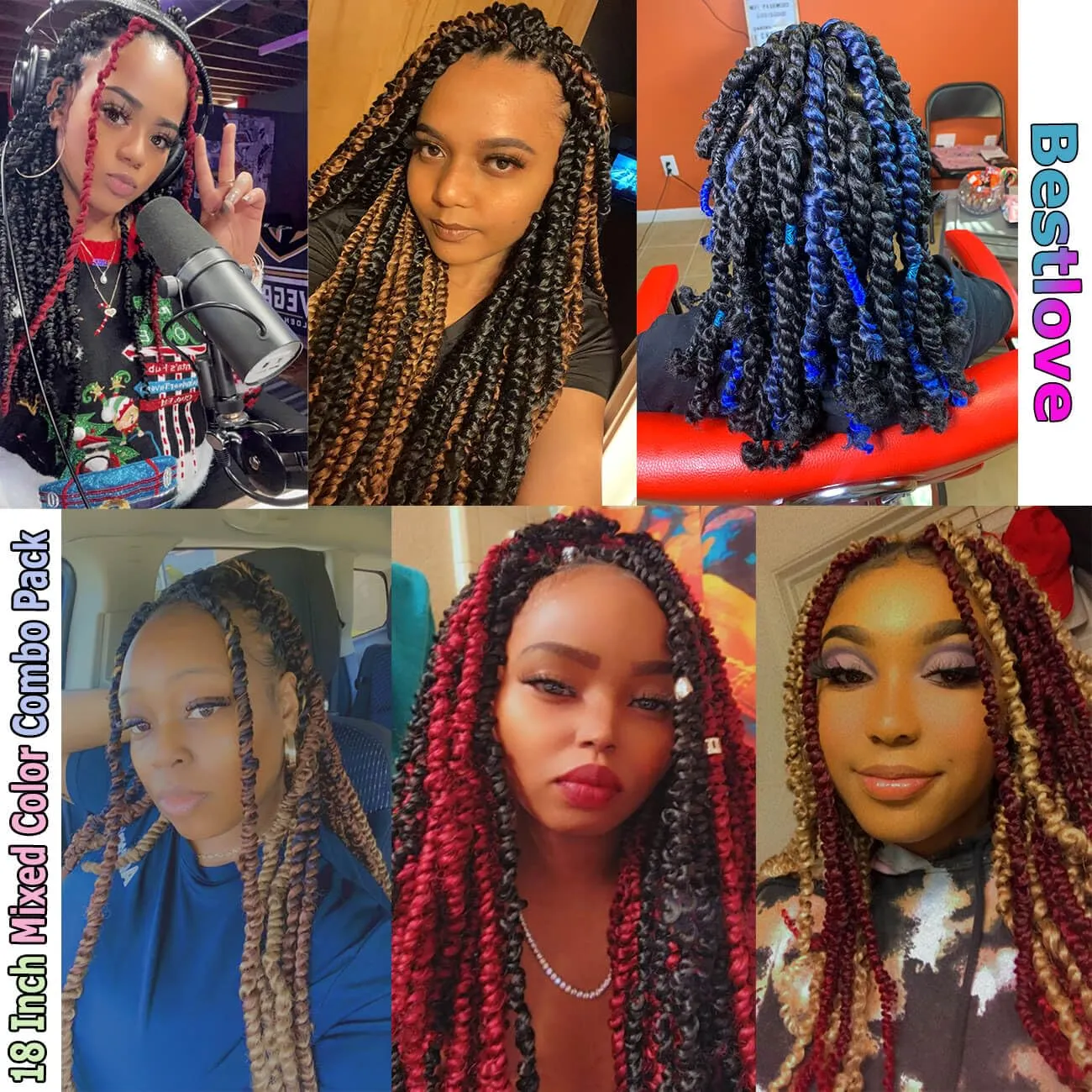 8 Packs 3 Tones Ombre Color Pre-twisted Passion Twist Crochet Hair 18 Inch 1B/30/27 Water Wave pre looped Curly Synthetic Hair for Brown Bohemian Long Passion Twist for Black Women (18inch,1B/30/27)