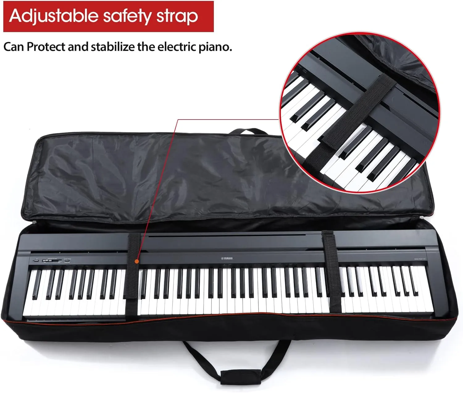 88 Key Keyboard Case Carrying Piano Cover, Gig Bag with 2-Pocket Keyboard Bag, 600D Durable Oxford Inside Padded Full Coverage Dust Protection for Digital Piano Covers
