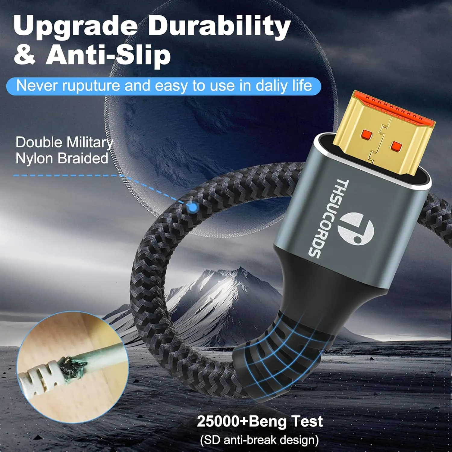 8K 4K HDMI Cables 3.3FT 2 Pack, High Speed Braided HDMI to HDMI 2.1 Cord Supports 8K@60Hz,4K@120Hz 144Hz 48Gbps Compatible with Roku TV/PS5/HDTV/Blu-ray