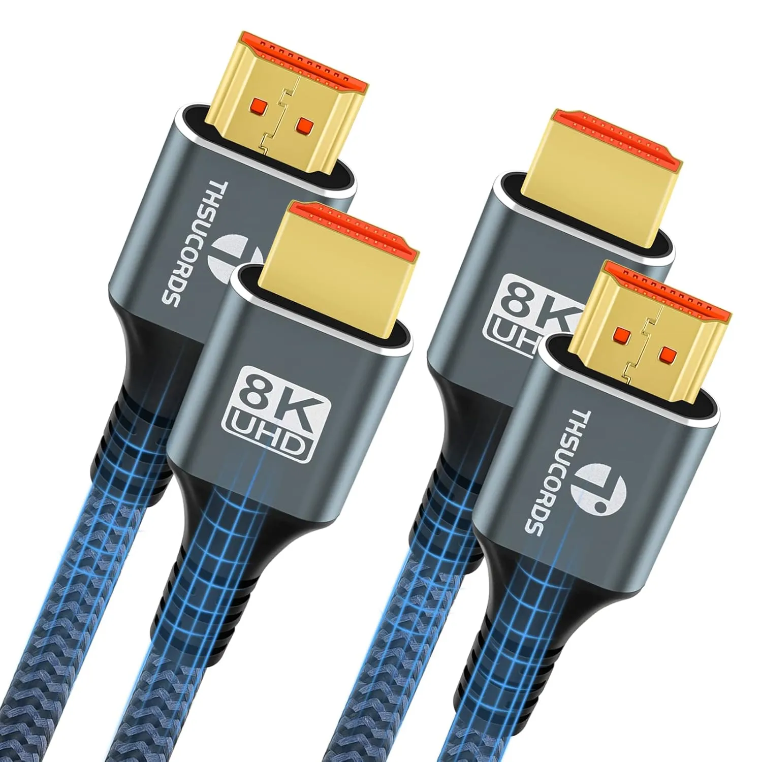 8K 4K HDMI Cables 3.3FT 2 Pack, High Speed Braided HDMI to HDMI 2.1 Cord Supports 8K@60Hz,4K@120Hz 144Hz 48Gbps Compatible with Roku TV/PS5/HDTV/Blu-ray