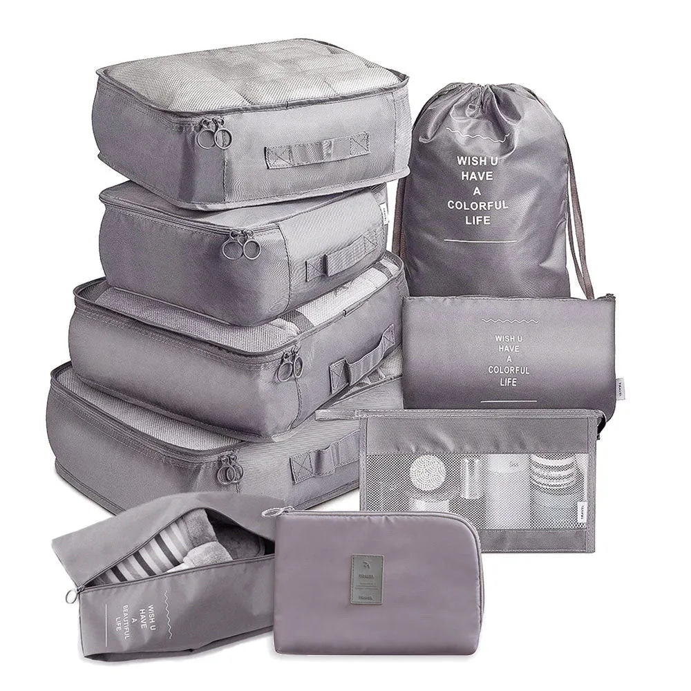 9 PCs Premium Travel Organizer Storage Bags