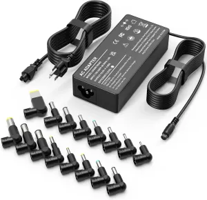 90W Universal Laptop Charger Replacement for HP Lenovo Dell Acer Asus Toshiba Geteway IBM Fujitsu Notebook Ultrabook Chromebook Computer Charger AC Adapter Power Cord with 16 Tips