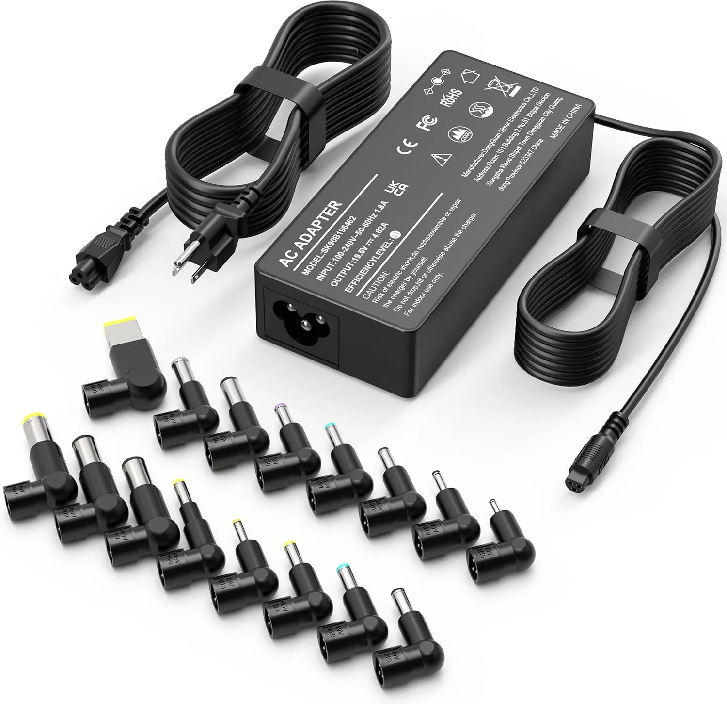 90W Universal Laptop Charger Replacement for HP Lenovo Dell Acer Asus Toshiba Geteway IBM Fujitsu Notebook Ultrabook Chromebook Computer Charger AC Adapter Power Cord with 16 Tips