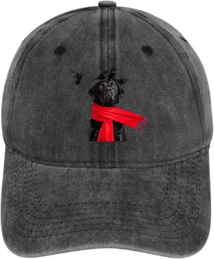 A Black Labrador Dog and Black Raven Baseball Trucker Cap Athletic Denim Hat Vintage Gaming Dad Hats for Men Women