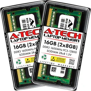 A-Tech 16GB Kit (2x8GB) RAM for ASRock Mini PC CoreHT 252B, M8 D45, Vision 3D 245B, Vision HT 312D, VisionX 420D, VisionX 421D, VisionX 471D | DDR3 1600MHz PC3-12800 SODIMM 1.5V Non-ECC Memory Upgrade