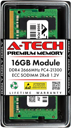 A-Tech 16GB RAM Replacement for Hynix HMA82GS7CJR8N-VK | DDR4 2666MHz PC4-21300 (PC4-2666V) 2Rx8 1.2V ECC Unbuffered SODIMM 260-Pin Memory Module
