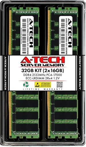 A-Tech 32GB Kit (2x16GB) DDR4 2133MHz PC4-17000 ECC LRDIMM 2Rx4 Dual Rank 1.2V Load Reduced DIMM 288-Pin Server RAM Memory Upgrade Modules (A-Tech Enterprise Series)