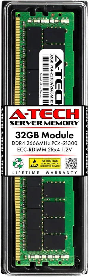 A-Tech 32GB RAM Replacement for Hynix HMA84GR7AFR4N-VK | DDR4 2666MHz PC4-21300 2Rx4 1.2V ECC RDIMM Registered 288-Pin DIMM Memory Module