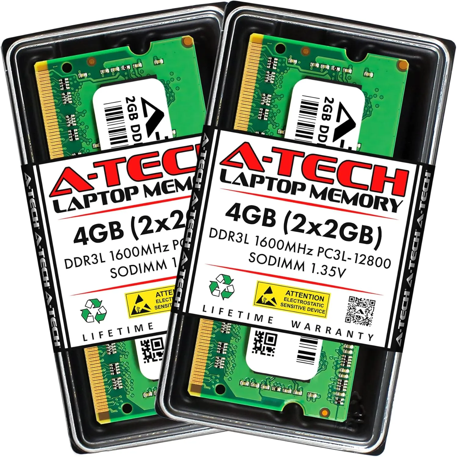 A-Tech 4GB Kit (2x2GB) RAM for Clevo W255EN, W255ES, W25AES, W547KW | DDR3 1600MHz PC3-12800 SODIMM 1.35V Non-ECC Memory Upgrade