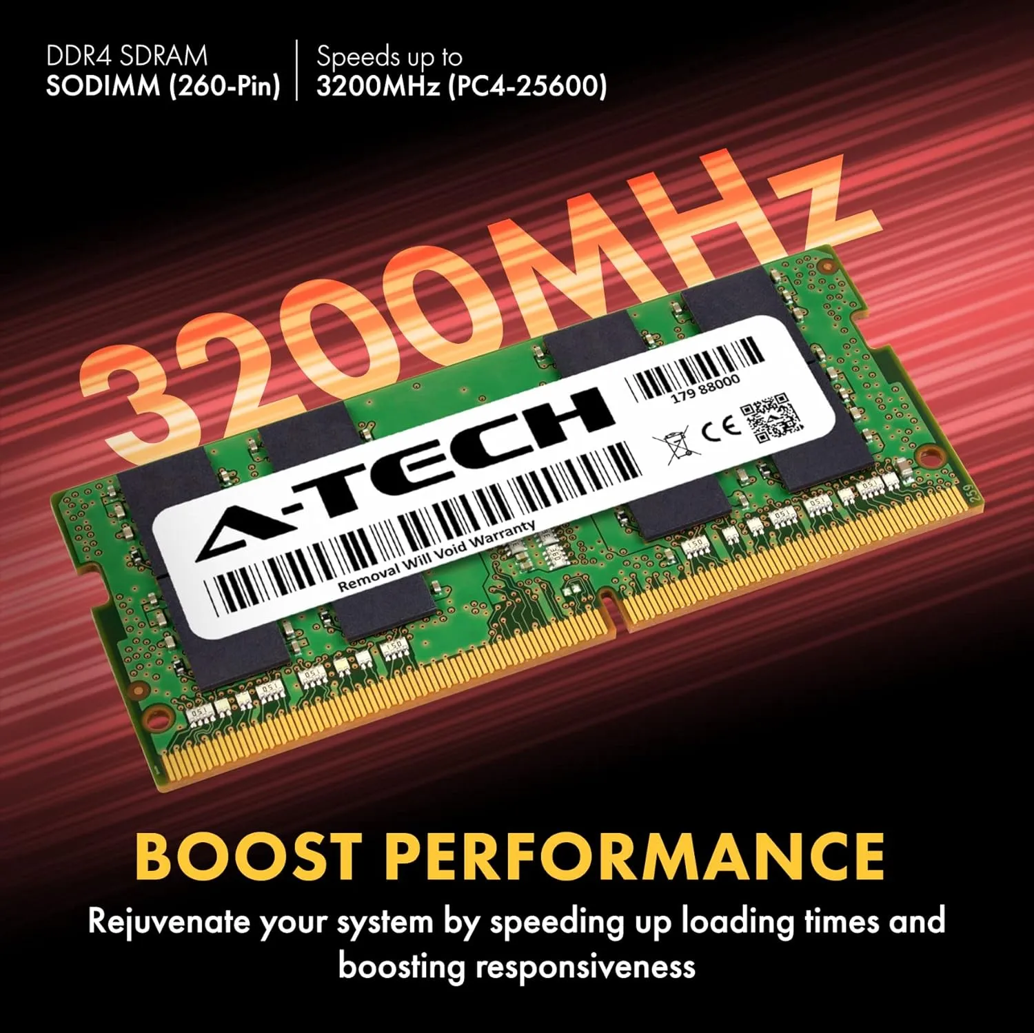 A-Tech 64GB (4x16GB) DDR4 3200 MHz SODIMM PC4-25600 (PC4-3200AA) CL22 Non-ECC Laptop RAM Memory Modules