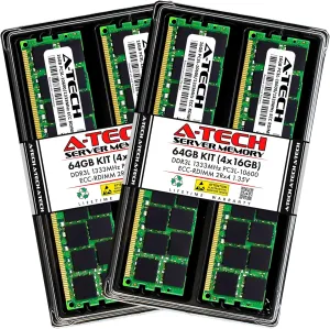 A-Tech 64GB Kit (4x16GB) Memory RAM for IBM X3650 M3 Type 4255 - DDR3L 1333MHz PC3-10600 ECC Registered RDIMM 2Rx4 1.35V - Server