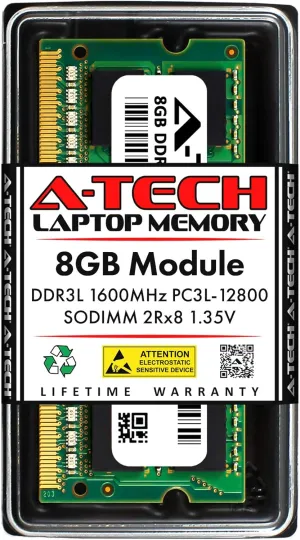 A-Tech 8GB RAM for Clevo N151RD, P177SM, P375SM, P650SA, P651SA, P651SG, P655SA, W230ST, W740SU | DDR3 1600MHz PC3-12800 SODIMM 1.35V Non-ECC Memory Upgrade