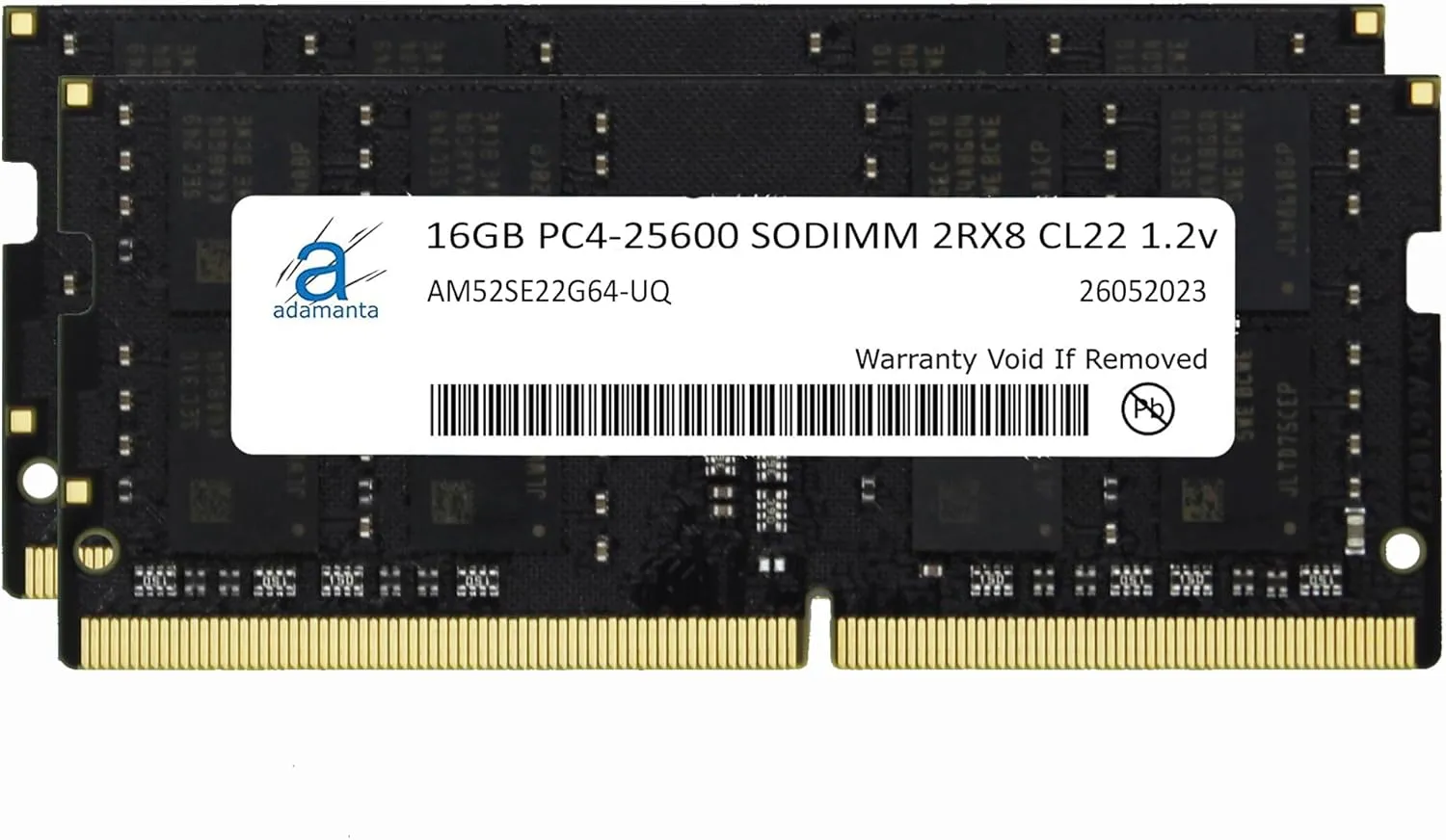 Adamanta 32GB (2x16GB) DDR4 3200MHz (or 2933MHz or 2666MHz or 2400MHz or 2133MHz) PC4-25600 SODIMM Samsung IC 2Rx8 CL22 1.2v Non-ECC Unbuffered Notebook Laptop Gaming RAM Memory Upgrade