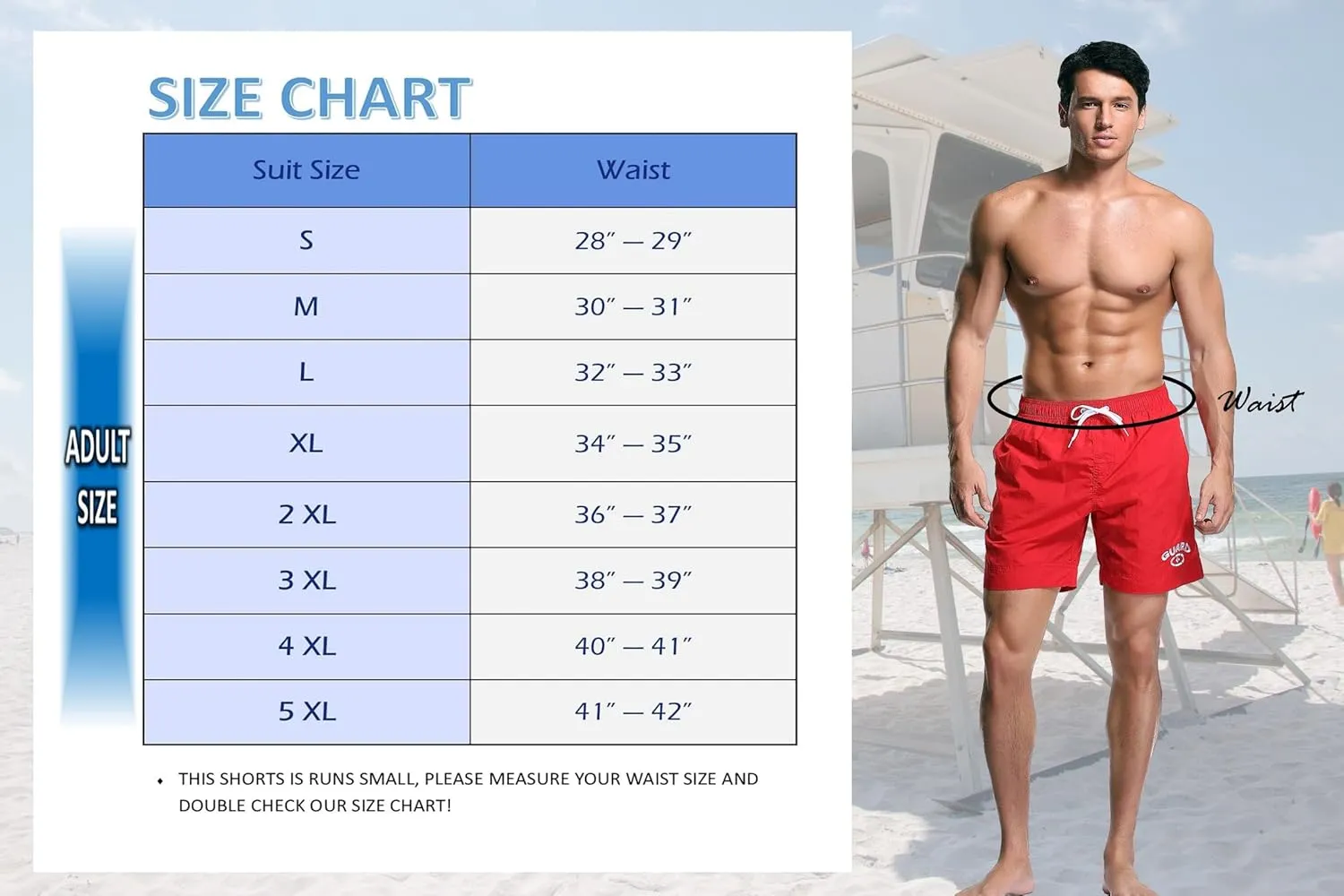 Adoretex Men's Guard Quick Dry Mesh Lining Pockets Swim Trunks Water Shorts Swimsuit