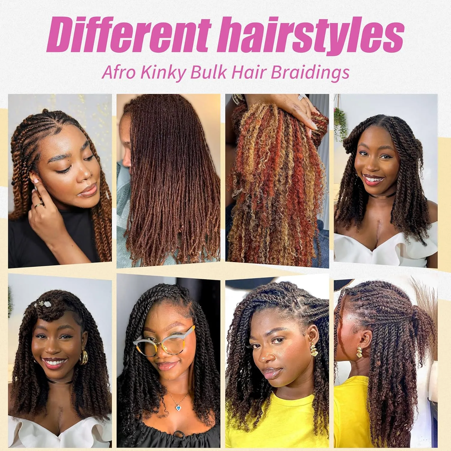 Afro Kinkys Bulk Human Hair for Dreadlocks Extensions Repair Locs, Twist Braiding Afro Kinky Human Hair for Locs (30 Gram Each Package)