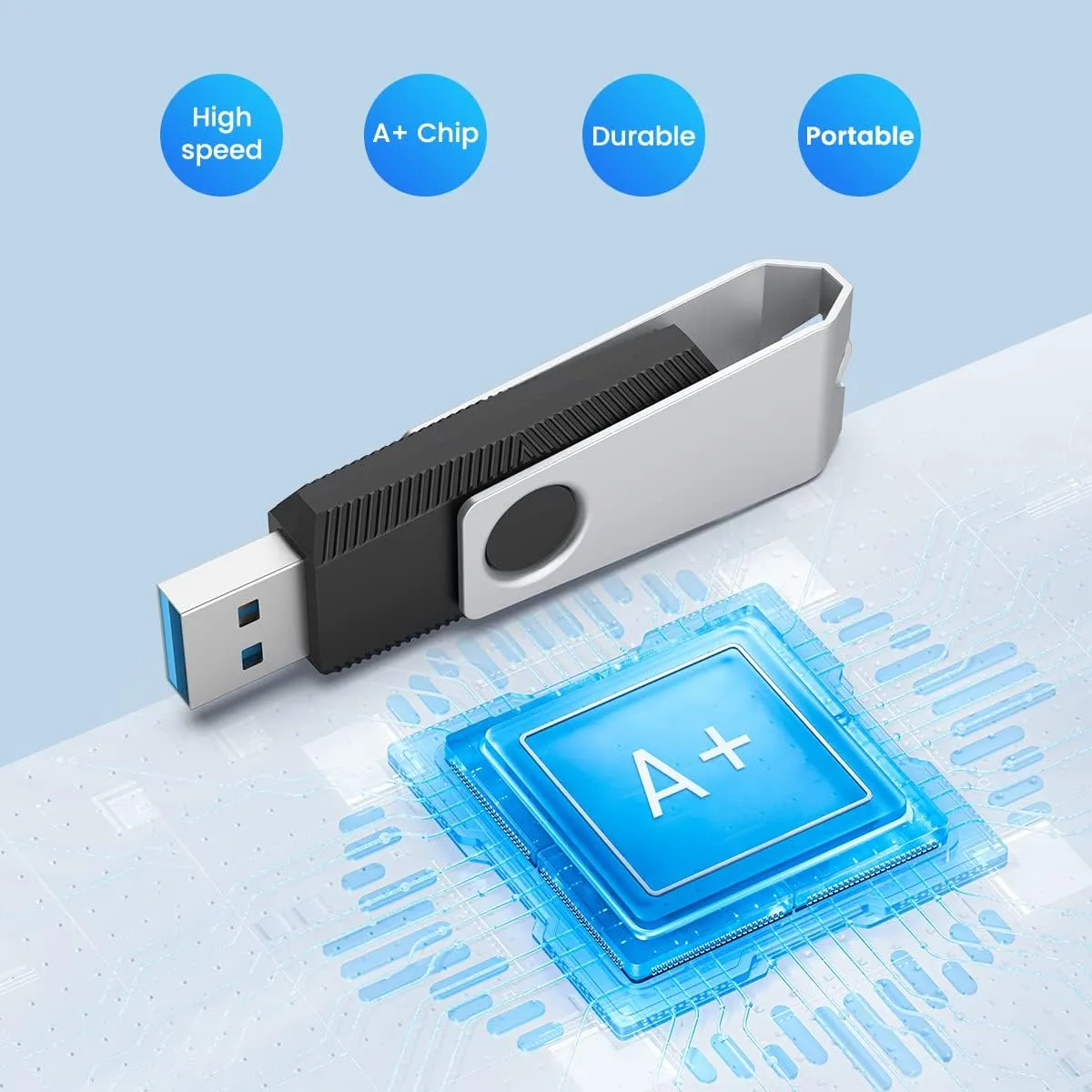 Aiibe 128GB USB 3.0 Flash Drive 5 Pack - 128GB Thumb Drive Multi Pack (128G, 5 Mixed Colors: Black, Red, Cyan, Green, Purple)