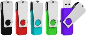 Aiibe 128GB USB 3.0 Flash Drive 5 Pack - 128GB Thumb Drive Multi Pack (128G, 5 Mixed Colors: Black, Red, Cyan, Green, Purple)