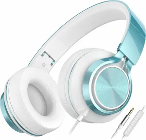 AILIHEN C8 Headphones Wired, On-Ear Headphones with Microphone and Volume Control, Corded 3.5mm Headset for Boys Girl School Smartphones Chromebook Laptop Computer Tablets Airplane Travel (Lime Green)