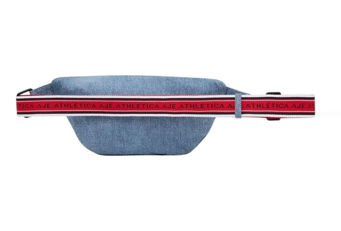 Aje. Athletica Denim Logotape Crossbody 943 Bag | Red Strap, Cotton, Pockets