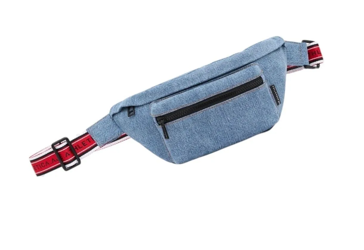 Aje. Athletica Denim Logotape Crossbody 943 Bag | Red Strap, Cotton, Pockets
