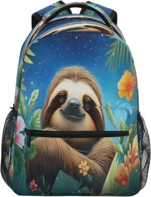 ALAZA Cute Sloth Jungle Night Kids School Backpack for Boys Girls Teens Bookbag Travel Daypack Bag 16 inch