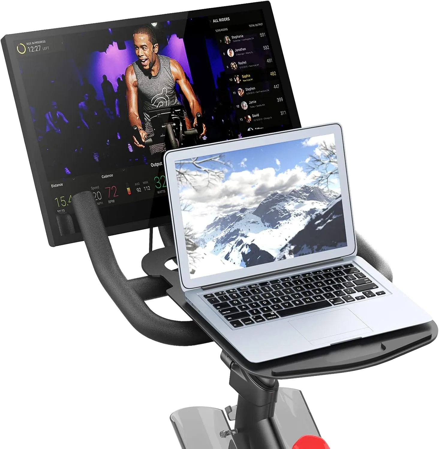 All-New Tabletop Tray Holder for Peloton Bike Mount - Premium Aluminum Stand for Tablets, laptops, Books, Phones, etc. - Riding Work Surface ，Bikes Accessories for Peloton (Not for Bike )