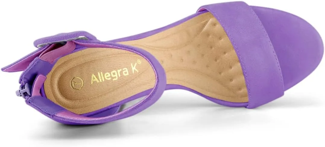Allegra K Women's Ankle Strap Block High Heel Sandals