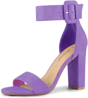 Allegra K Women's Ankle Strap Block High Heel Sandals