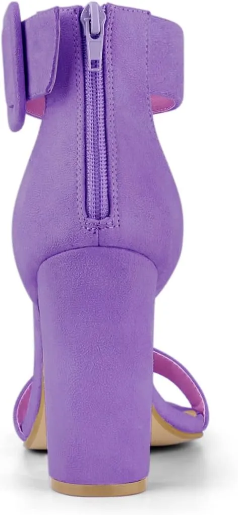 Allegra K Women's Ankle Strap Block High Heel Sandals