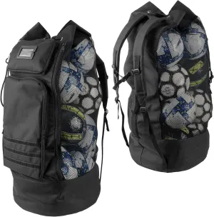 Alpamar Heavy Duty XL Soccer Mesh Ball Bag with Adjustable Backpack Straps – 2 Front Pockets for Gear & Accessories – Ideal for Coaches, Outdoor, and Water Sports Equipment, water bottles