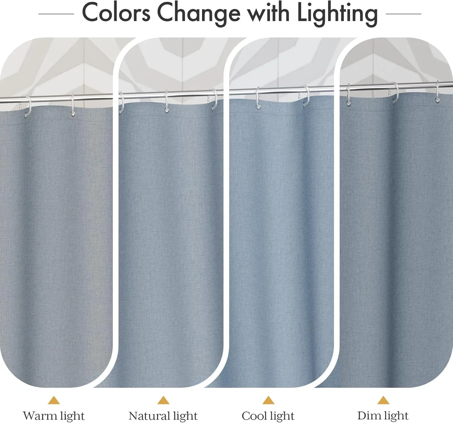 AmazerBath Blue Boho Shower Curtain with Tassels, Farmhouse Shower Curtains for Bathroom, Faux Linen Shower Curtain Rustic with Hooks, Vintage Shower Curtain Set, 72x72 Inches