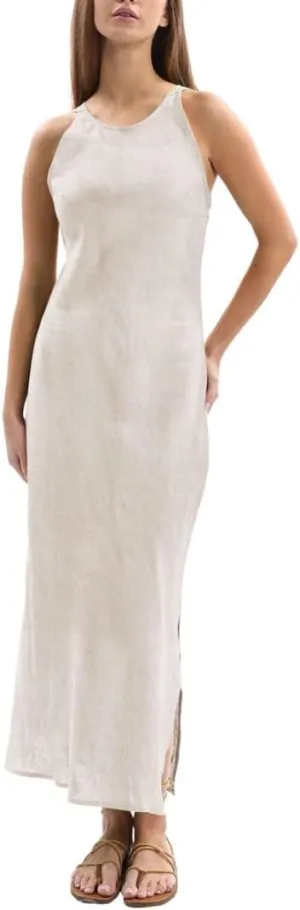 Amazhiyu Women's 100% Linen Summer Sleevelesss Splits Bodycon Maxi Dresses Casual