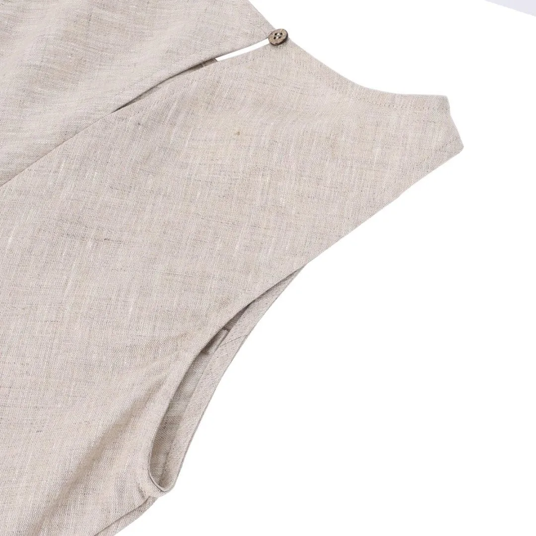 Amazhiyu Women's 100% Linen Summer Sleevelesss Splits Bodycon Maxi Dresses Casual