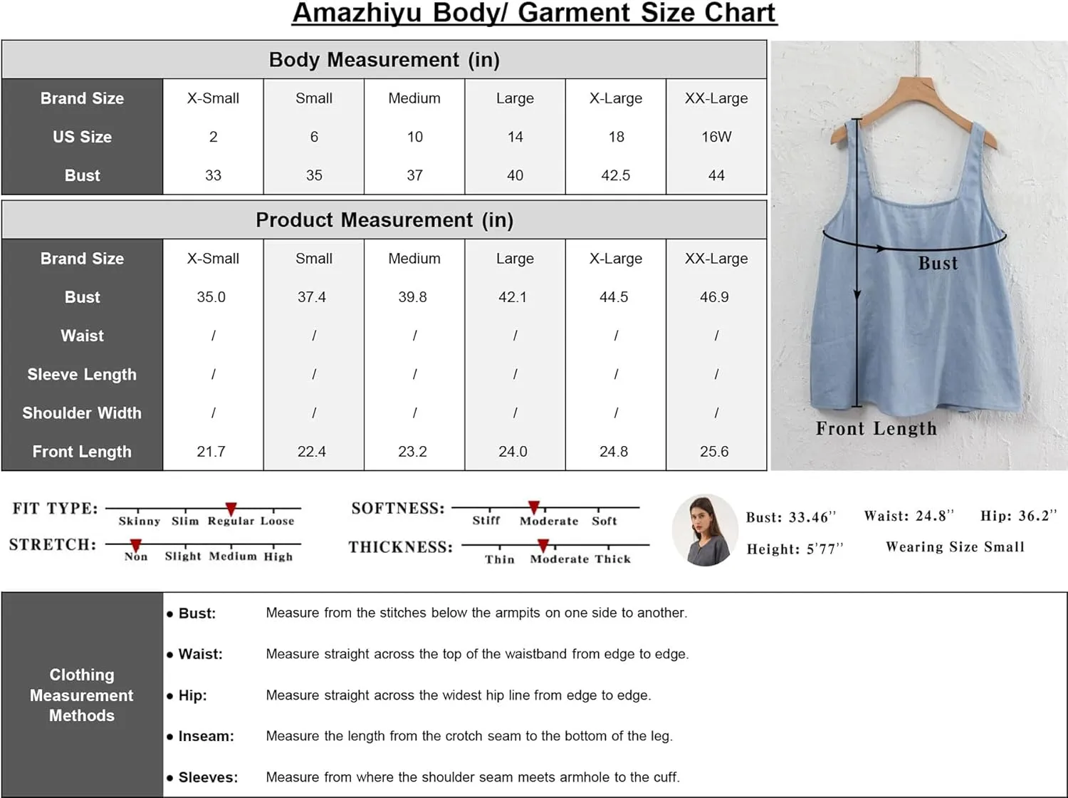 Amazhiyu Womens Pure Linen Square Neck Sleeveless Tank Tops for Casual Summer