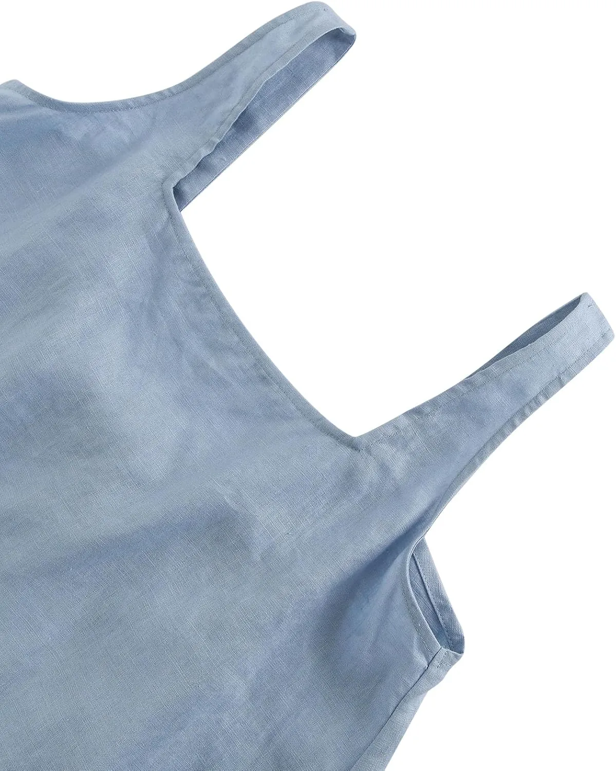 Amazhiyu Womens Pure Linen Square Neck Sleeveless Tank Tops for Casual Summer