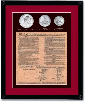 American Coin Treasures Framed U.S. Constitution with All 3 Bicentennial Coins