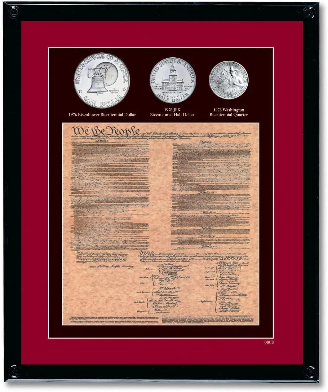 American Coin Treasures Framed U.S. Constitution with All 3 Bicentennial Coins