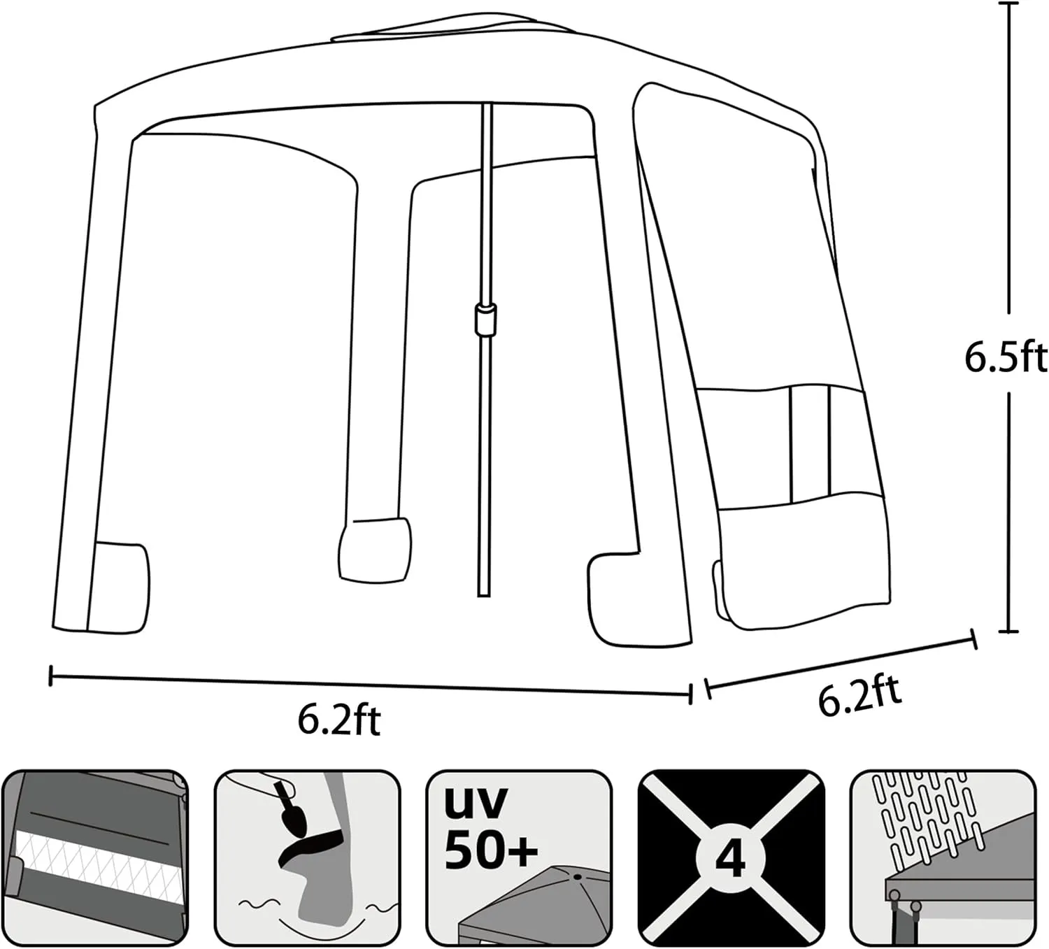 AMMSUN Beach Cabana, 6.2'×6.2' Beach Canopy, Easy Set up and Take Down, Cabana Tent with Sand Pockets, Instant Sun Shade with Side Wall, Banana