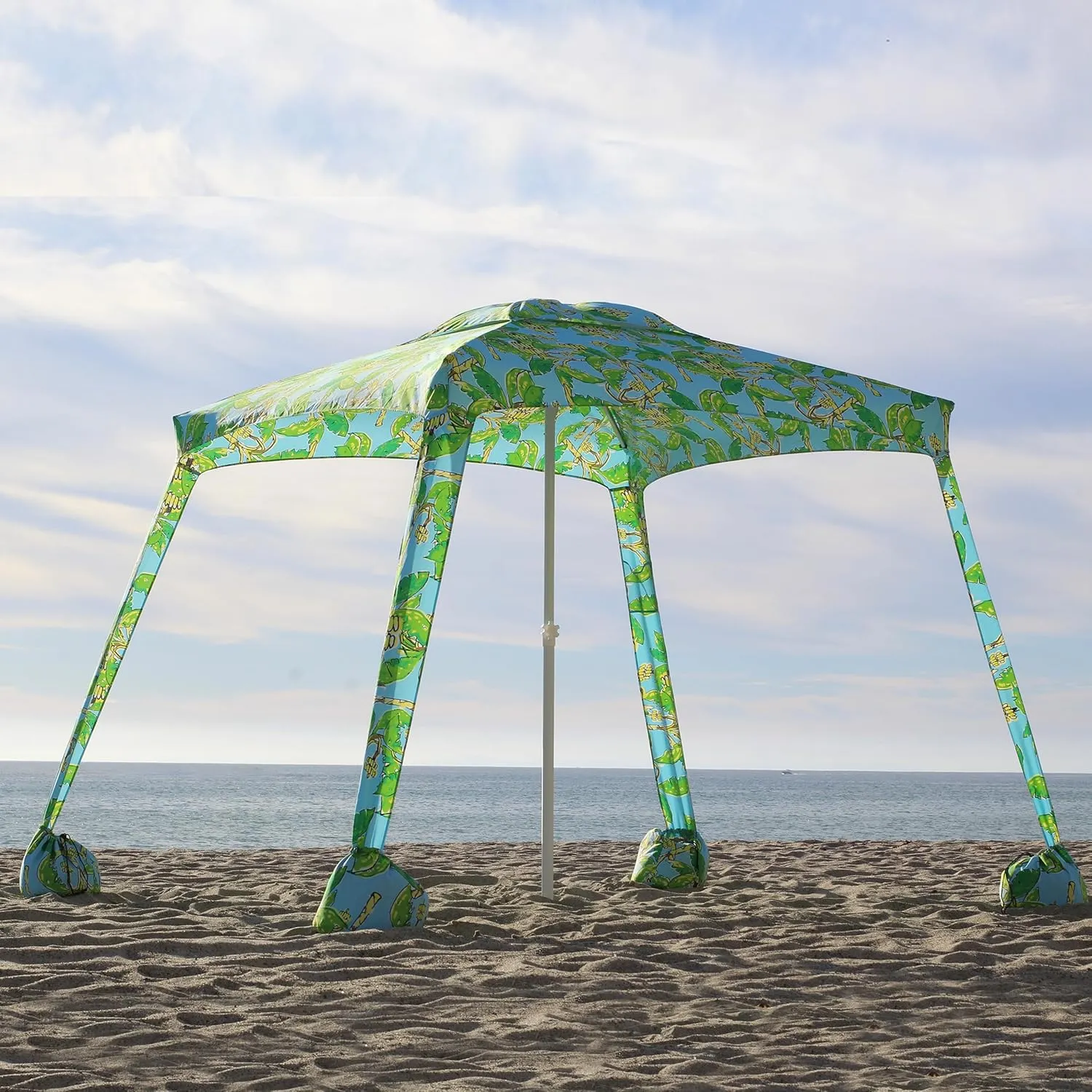 AMMSUN Beach Cabana, 6.2'×6.2' Beach Canopy, Easy Set up and Take Down, Cabana Tent with Sand Pockets, Instant Sun Shade with Side Wall, Banana