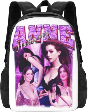 Anne Actor Hathaway Backpack Laptop Computer Backpacks Travel Bag Double Shoulder Daypack for Work Hiking 15.6 Inch