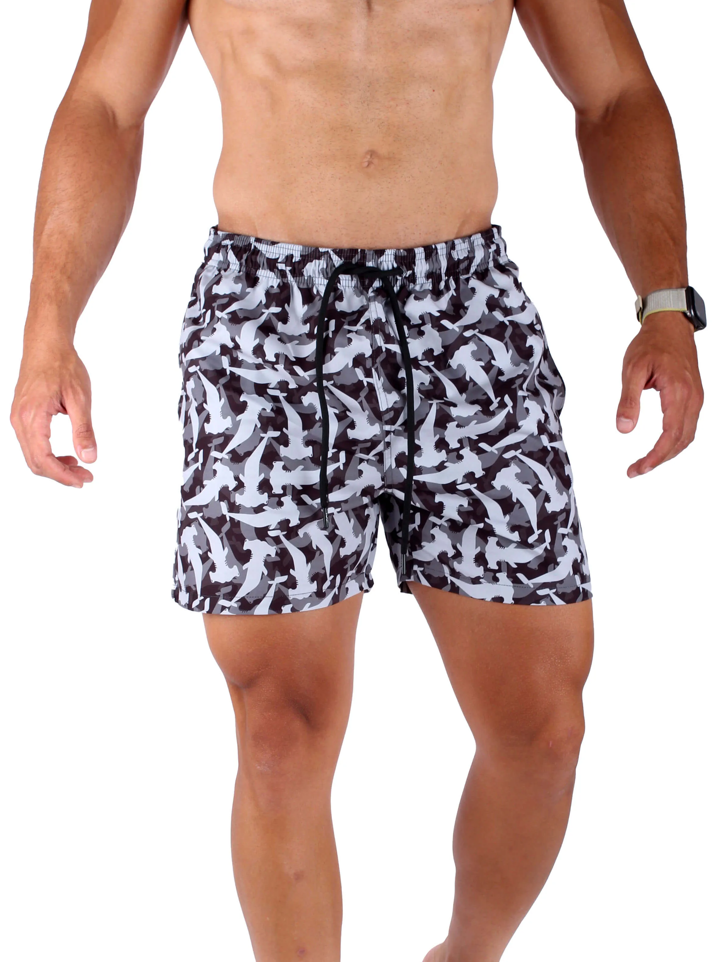 AQUA Swim Shorts Camo Sharks Design - Multi Color