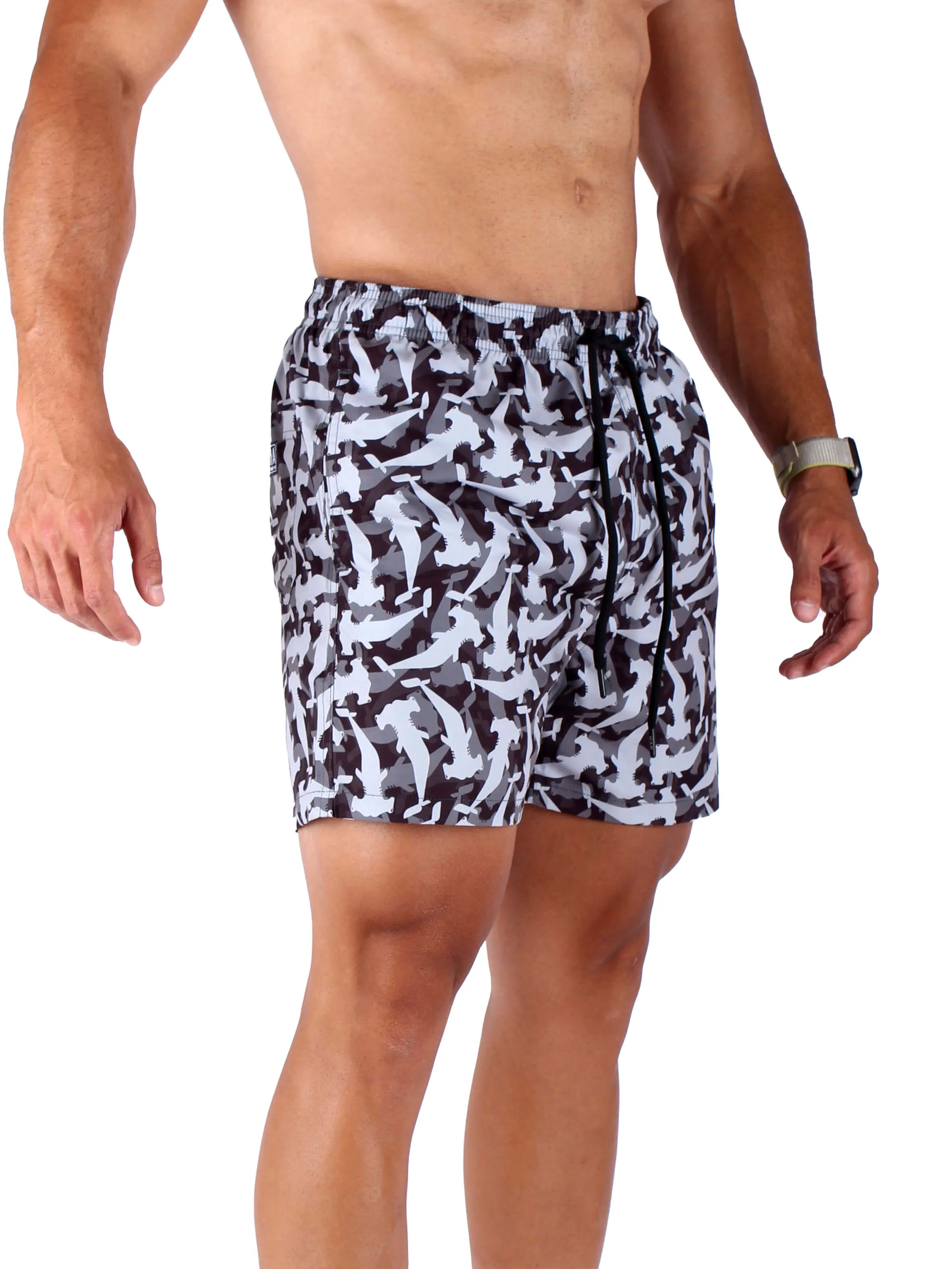 AQUA Swim Shorts Camo Sharks Design - Multi Color