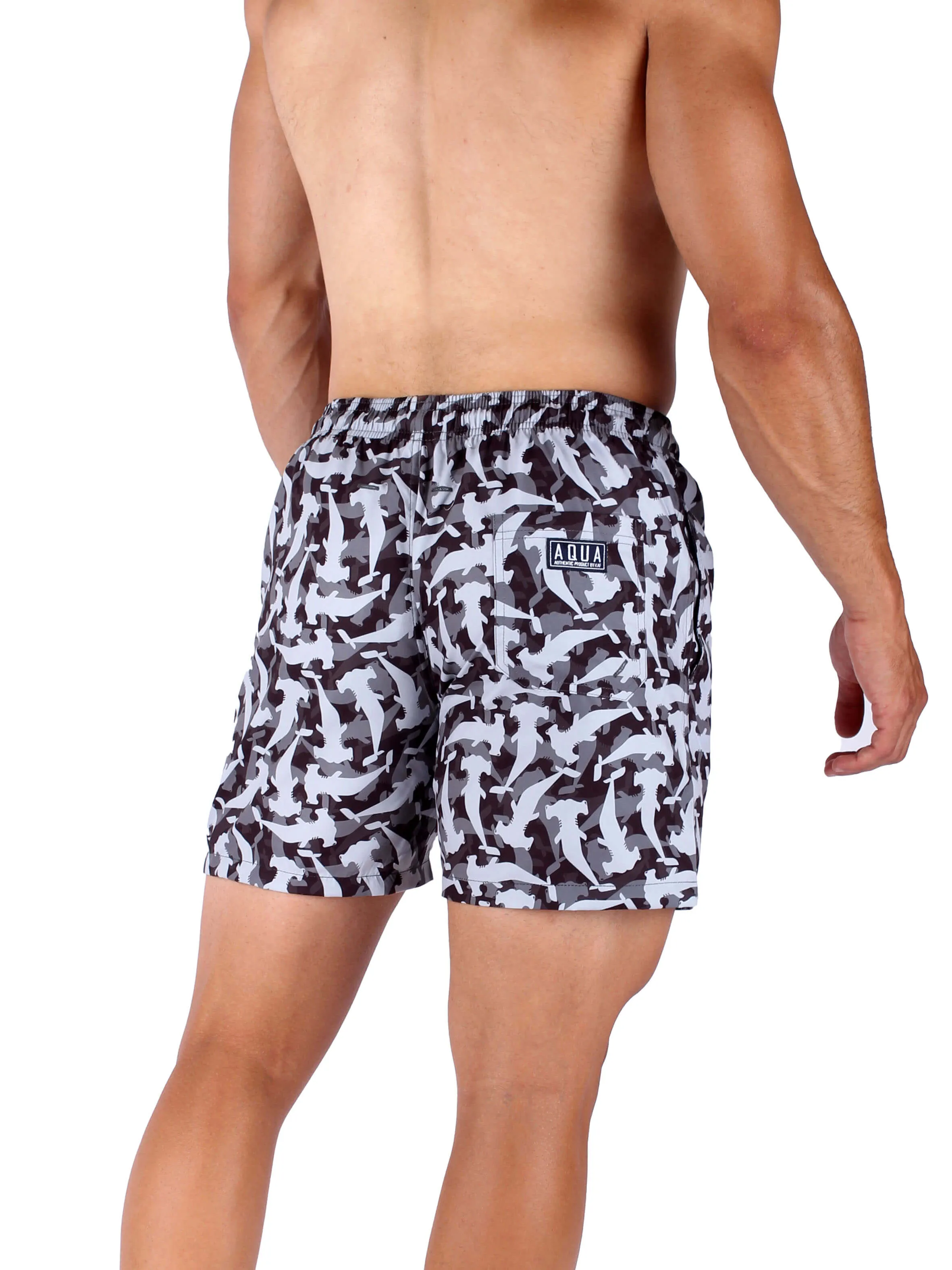 AQUA Swim Shorts Camo Sharks Design - Multi Color