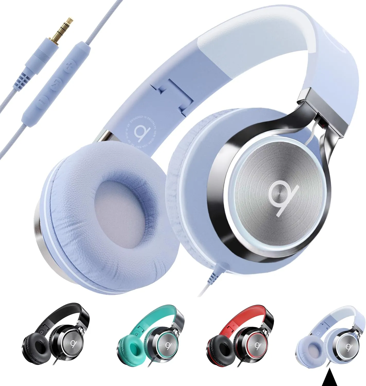 ARTIX CL750 On-Ear Headphones Wired with Mic and Volume Control — Noise Isolating Corded Over Ear Headphones with Microphone for Laptop and Computer, Plug in Headset with Cord (Aux Jack 3.5mm)