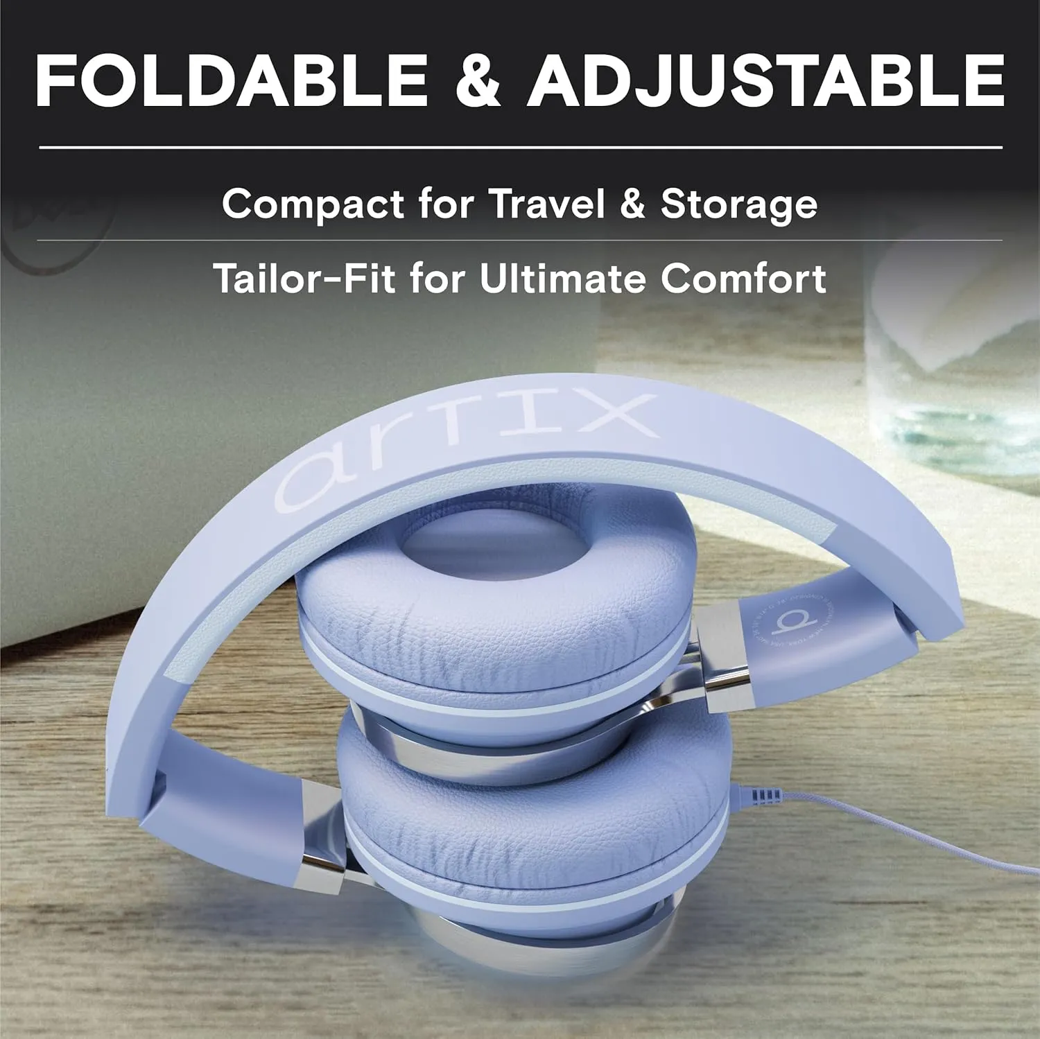 ARTIX CL750 On-Ear Headphones Wired with Mic and Volume Control — Noise Isolating Corded Over Ear Headphones with Microphone for Laptop and Computer, Plug in Headset with Cord (Aux Jack 3.5mm)