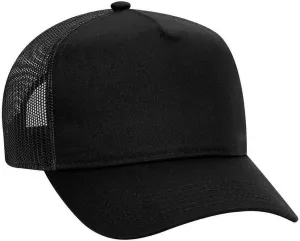 Ashen Fane Cotton Blend Twill 5 Panel Pro Style Mid Profile Mesh Back Trucker Hat