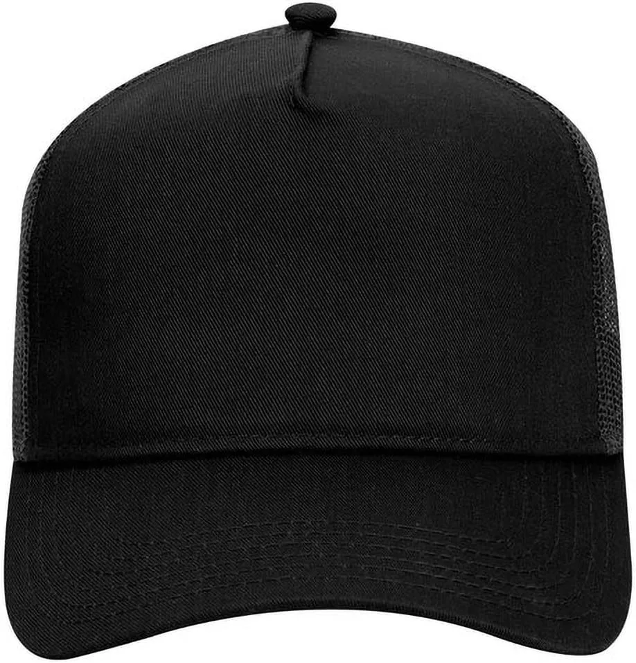 Ashen Fane Cotton Blend Twill 5 Panel Pro Style Mid Profile Mesh Back Trucker Hat