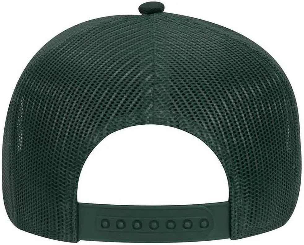 Ashen Fane Cotton Blend Twill 5 Panel Pro Style Mid Profile Mesh Back Trucker Hat