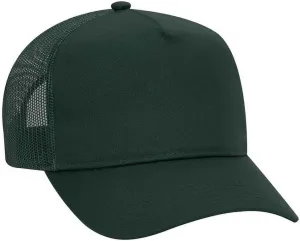 Ashen Fane Cotton Blend Twill 5 Panel Pro Style Mid Profile Mesh Back Trucker Hat