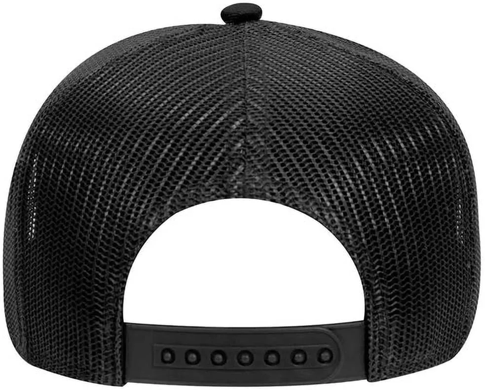 Ashen Fane Cotton Blend Twill 5 Panel Pro Style Mid Profile Mesh Back Trucker Hat